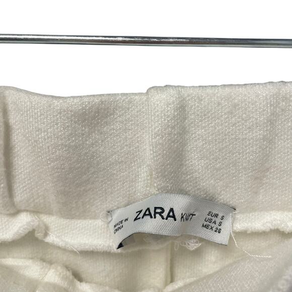 Zara Knit White Pull On Sweat Pants Womens Small - Picture 3 of 6